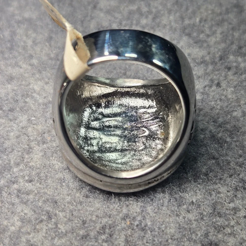 Support 81 World Biker Ring Mens Size 12 Silver Gold Tone Motorcycle Club Signet